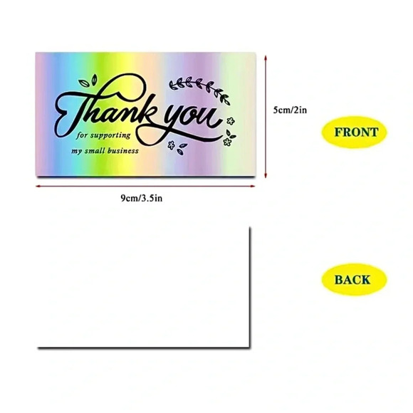 50PCS Thank You ~Colorful Holographic~ Cards NEW - Picture 2 of 4